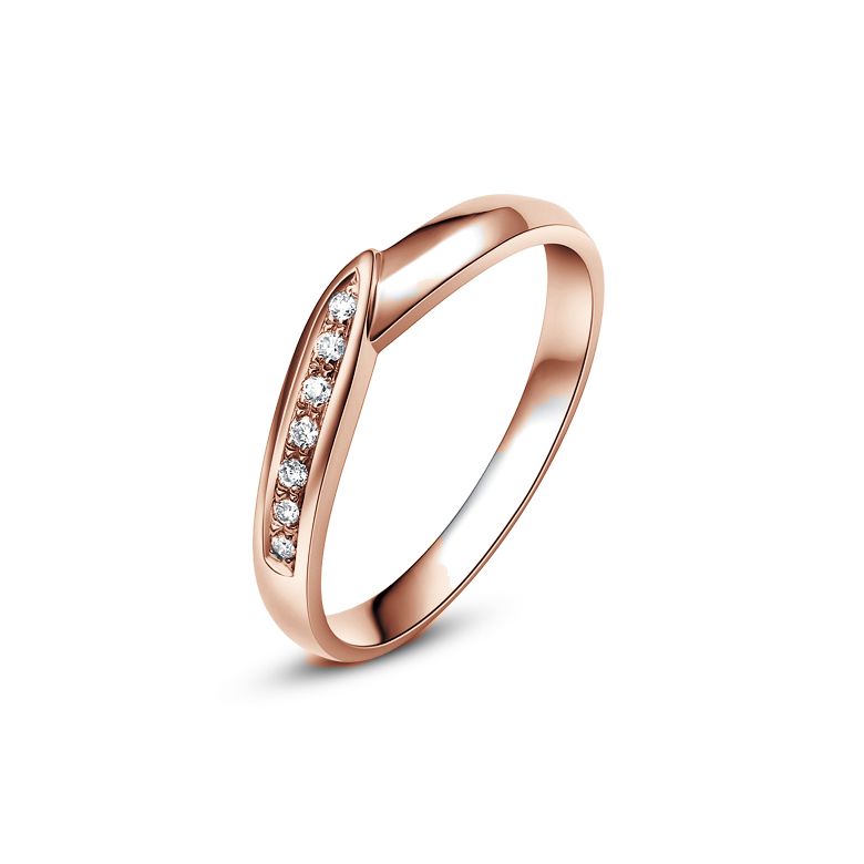 Fede Nuziale Charlotte da Donna - Oro Rosa e Diamanti - 2
