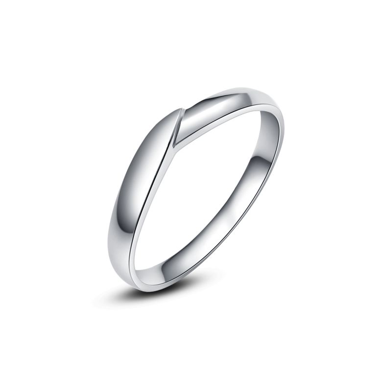 Fede Nuziale Yvan da Uomo - Oro Bianco, Diamante - 1