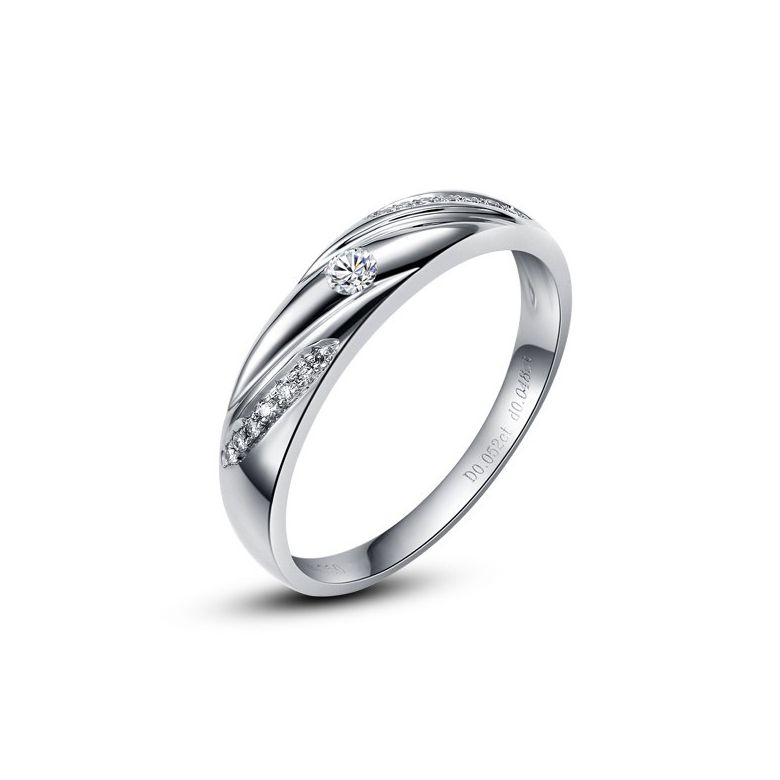 Fede Nuziale da Donna Dolce - Oro Bianco e Diamanti - 3