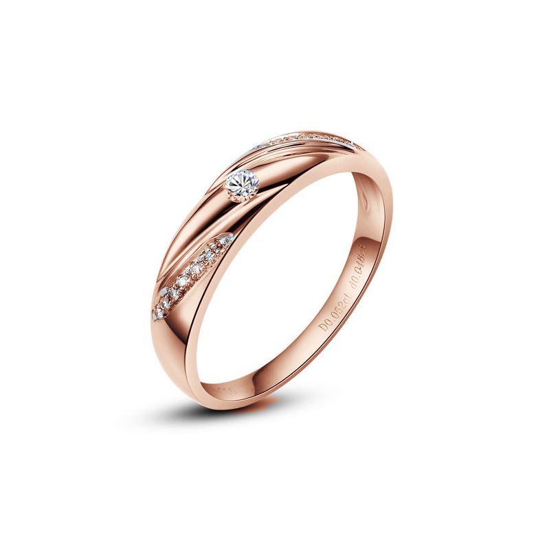 Fede Nuziale da Donna Dolce - Oro Rosa e Diamanti - 3