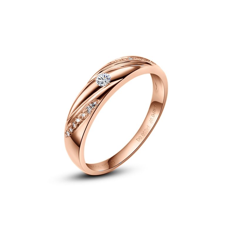 Fede Nuziale da Uomo Stewart - Oro Rosa e Diamanti - 1