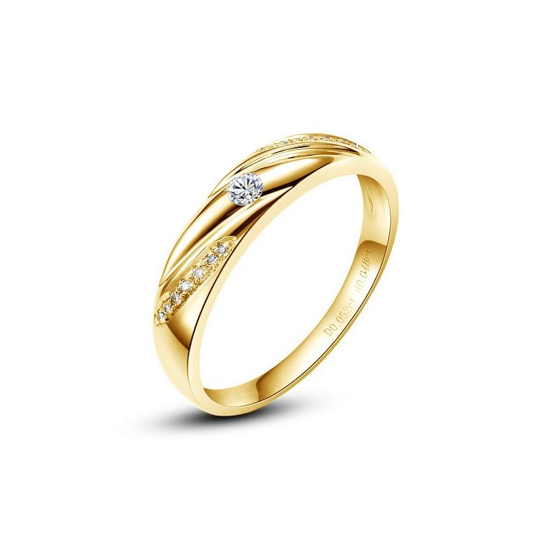 Fede Nuziale da Uomo Brando - Oro Giallo e Diamanti - 1