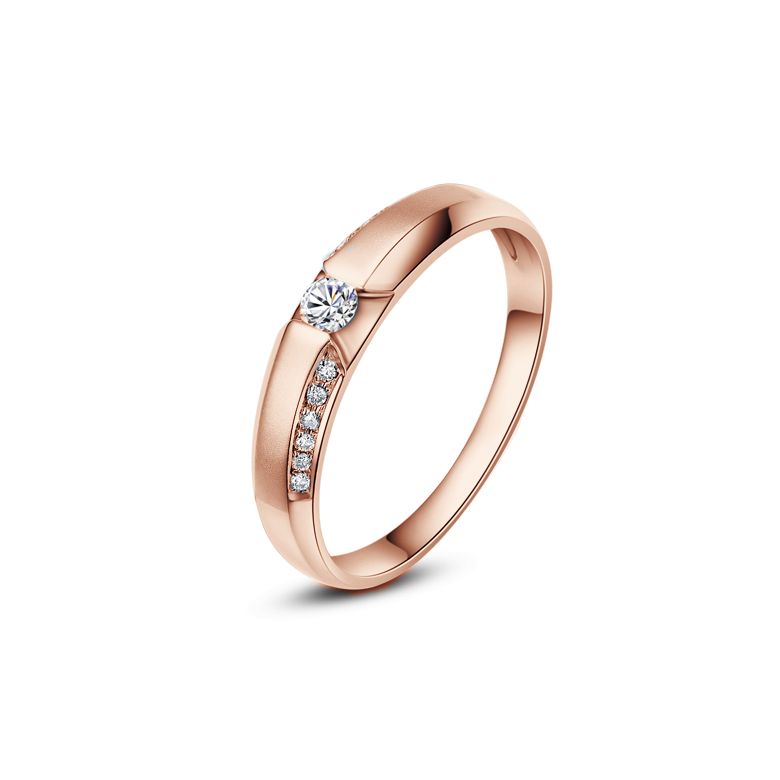 Fede Nuziale da Donna Garland - Oro Rosa e Diamanti - 2