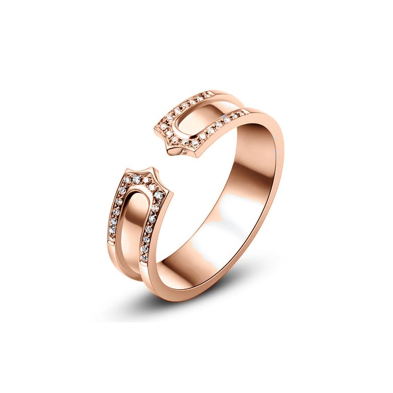 Fede Nuziale da Donna Sima - Oro Rosa 18kt, Diamanti - 1