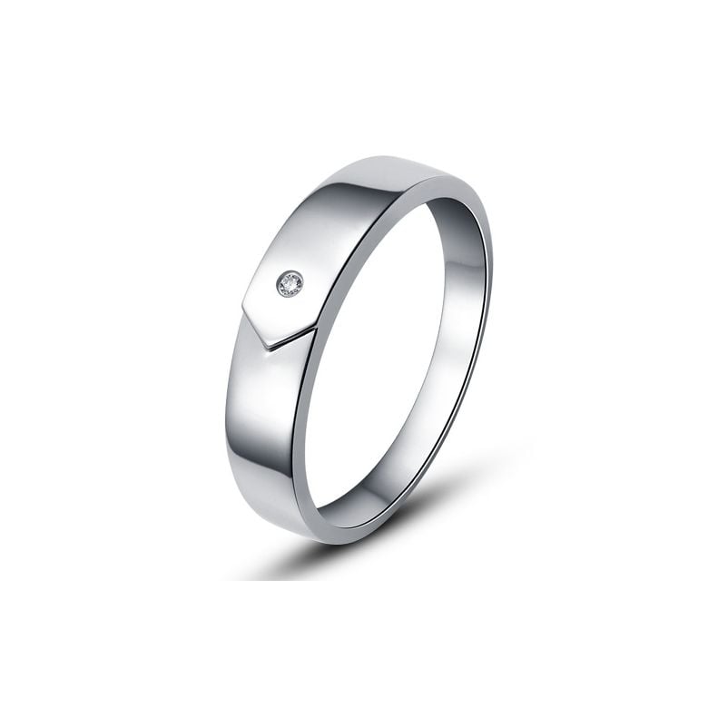 Fede Uomo - Oro bianco 4.06gr - Diamante 0.010ct - 1