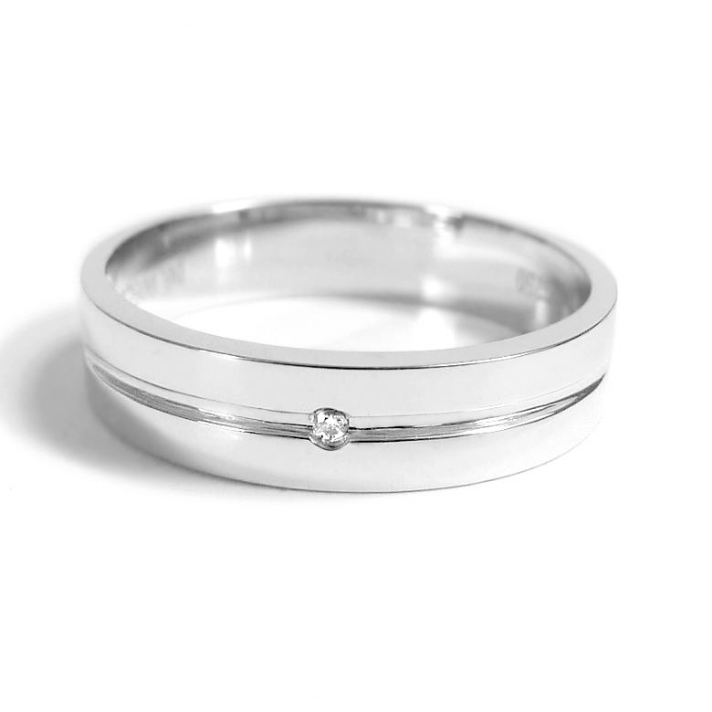 Fede Uomo - Platino 4.92gr - Diamante 0.008ct - 2