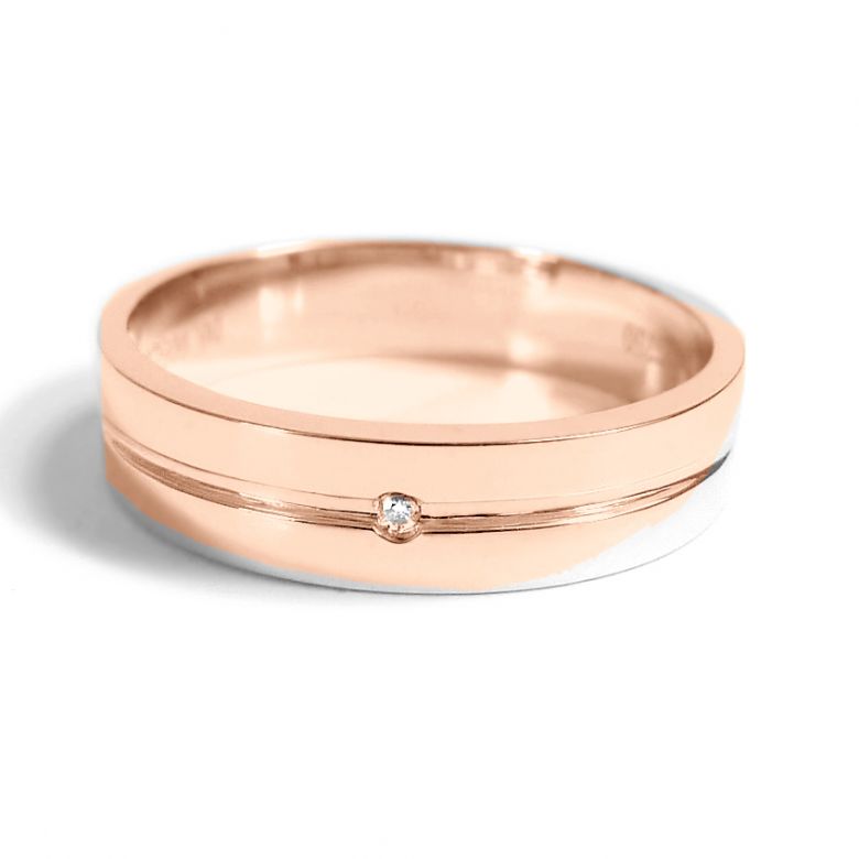 Fede Uomo - Oro rosa 4.92gr - Diamante 0.008ct - 2