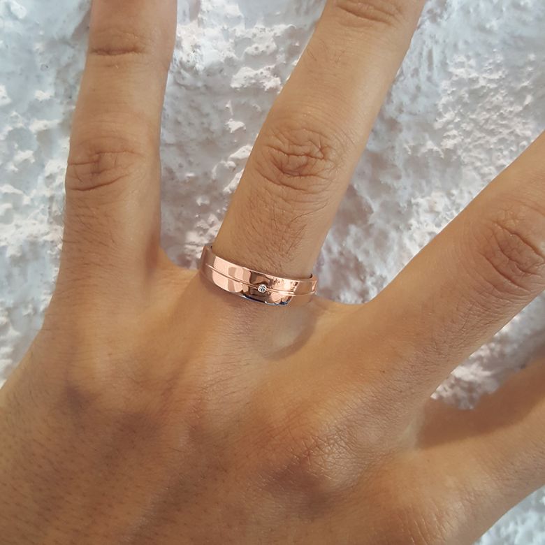 Fede Uomo - Oro rosa 4.92gr - Diamante 0.008ct - 4