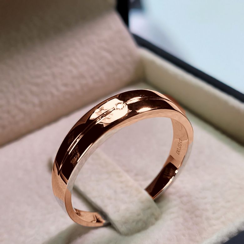 Fede Uomo - Oro rosa 4.92gr - Diamante 0.008ct - 5