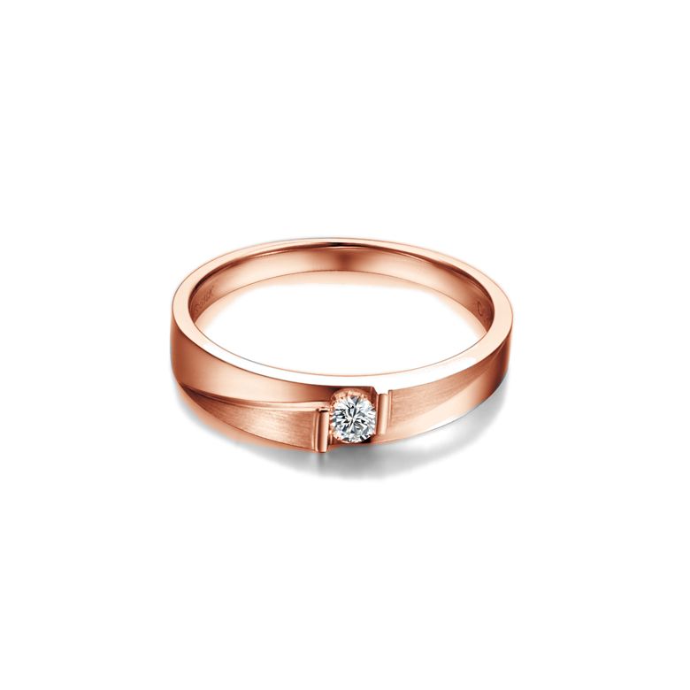 Fede Nuziale da Donna Clair De Lune - Oro Rosa, Diamante - 1