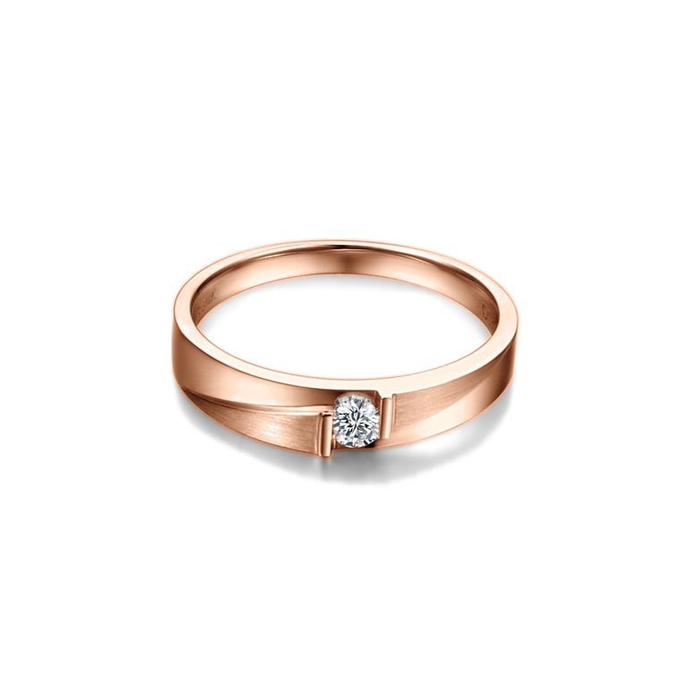 Fede Nuziale da Uomo Barbey - Oro Rosa, Diamante - 1