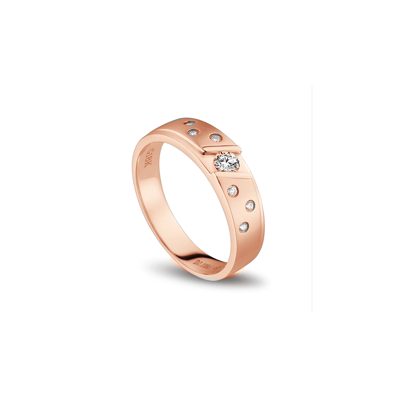 Fede Nuziale da Donna Talia - Oro Rosa 18kt, Diamanti - 1