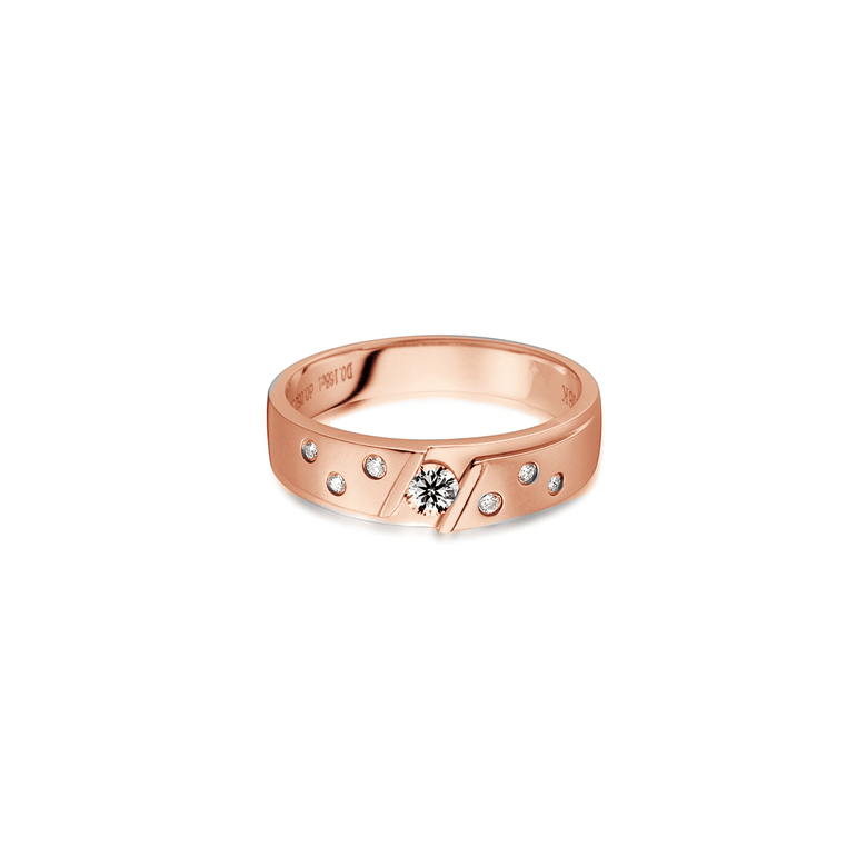 Fede Nuziale da Donna Talia - Oro Rosa 18kt, Diamanti - 2