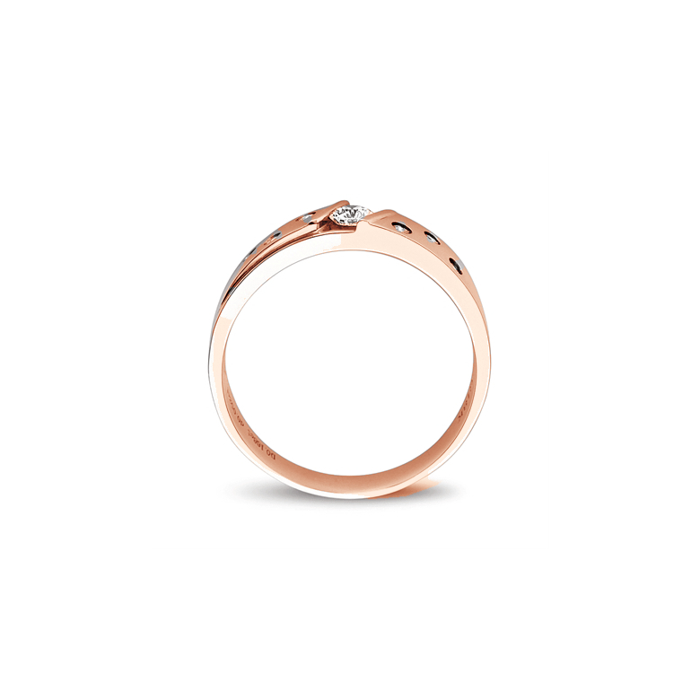 Fede Nuziale da Donna Talia - Oro Rosa 18kt, Diamanti - 3