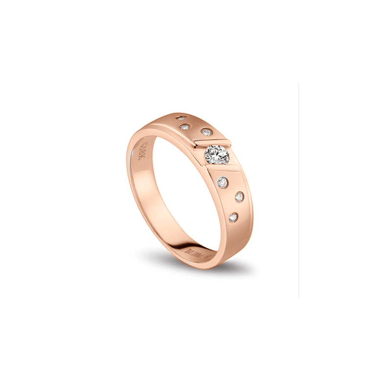Fede Nuziale da Uomo Mirabeau - Oro Rosa 18kt, Diamanti - 1