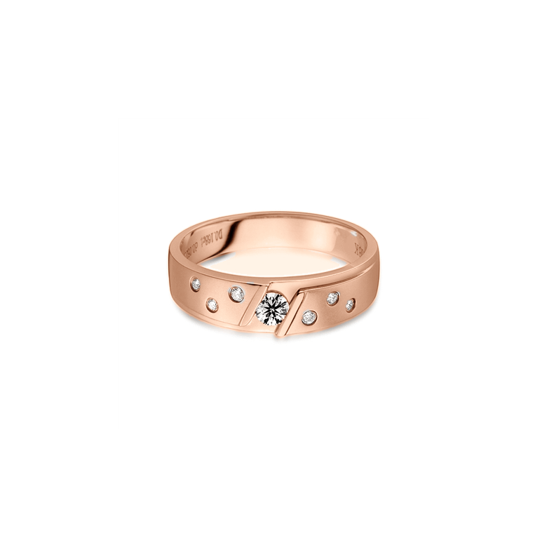 Fede Nuziale da Uomo Mirabeau - Oro Rosa 18kt, Diamanti - 3