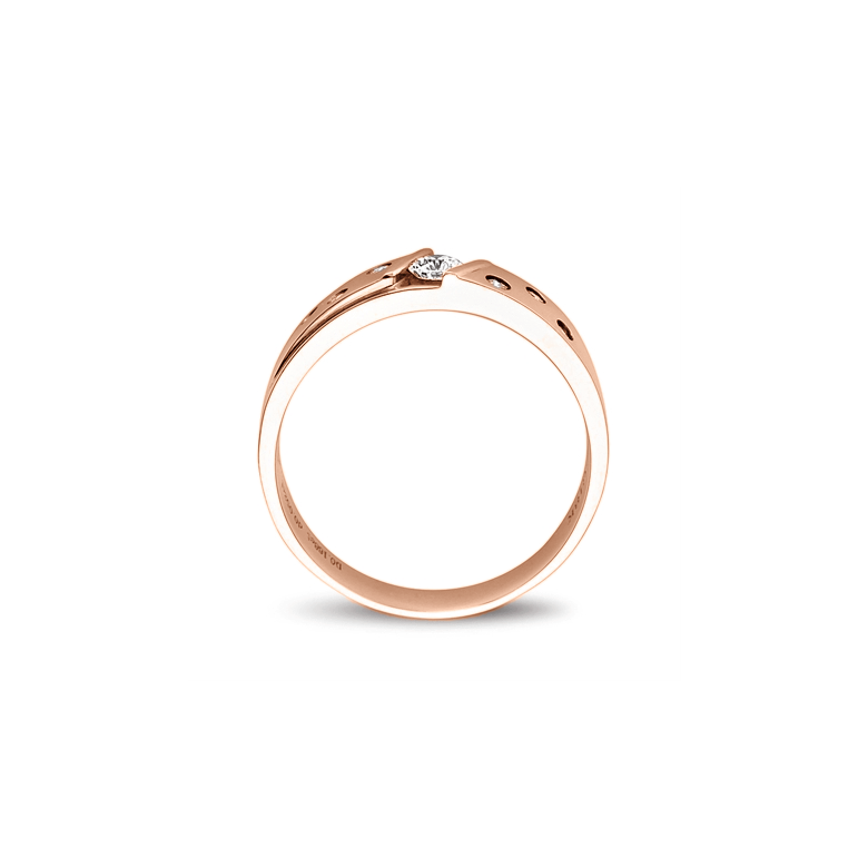 Fede Nuziale da Uomo Mirabeau - Oro Rosa 18kt, Diamanti - 4