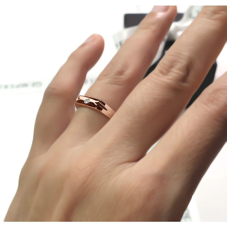 Fede Uomo - Oro rosa 2.88gr - Diamante 0.045ct - 4