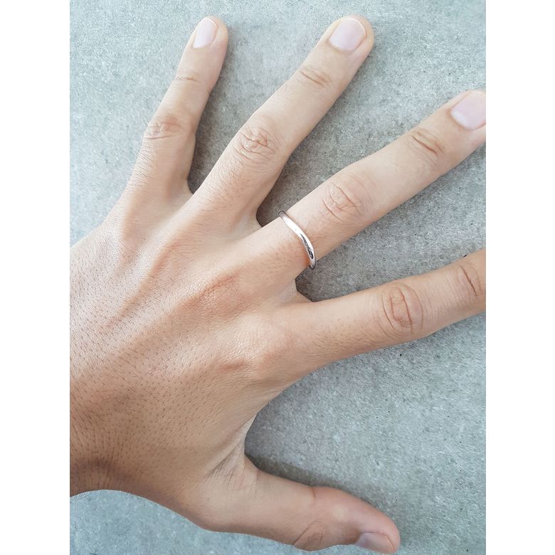 Fede nuziale Uomo. Platino. Diamante 0.011ct - 5