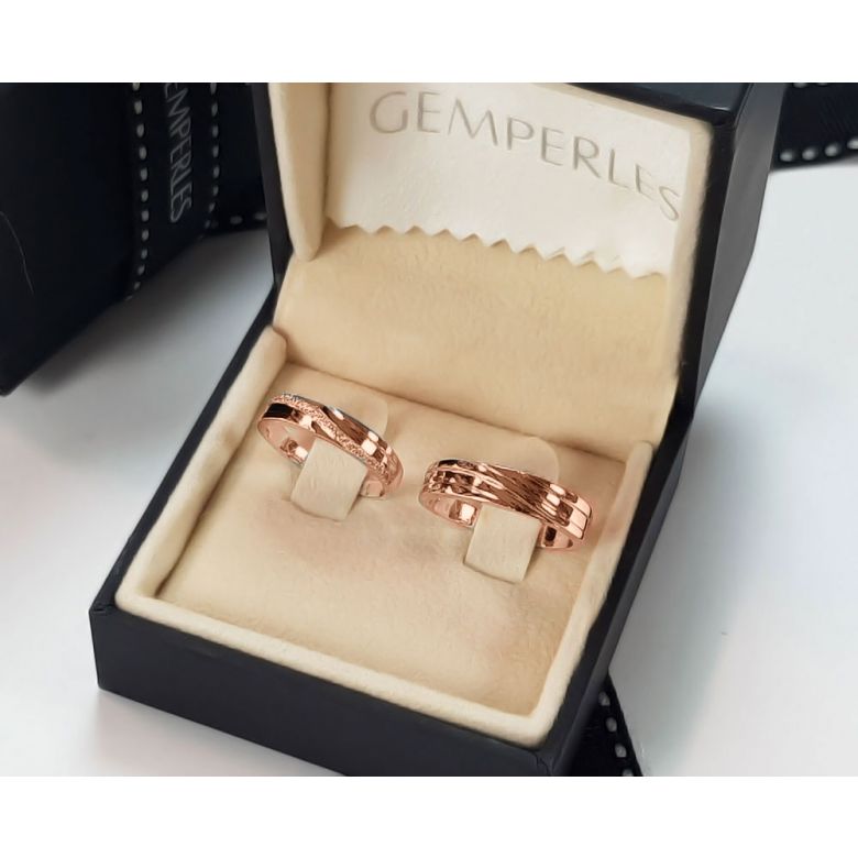 Fede Nuziale da Uomo Bhalcan - Oro Rosa e Diamante Interno - 5