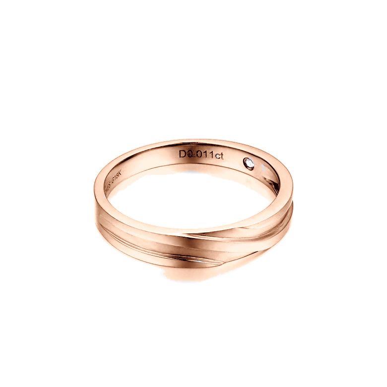Fede Nuziale da Uomo Bhalcan - Oro Rosa e Diamante Interno - 2