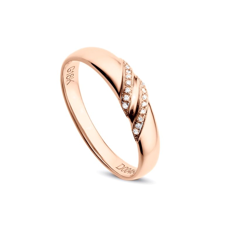 Fede Nuziale da Donna Inès - Oro Rosa & Fasce di Diamanti - 1