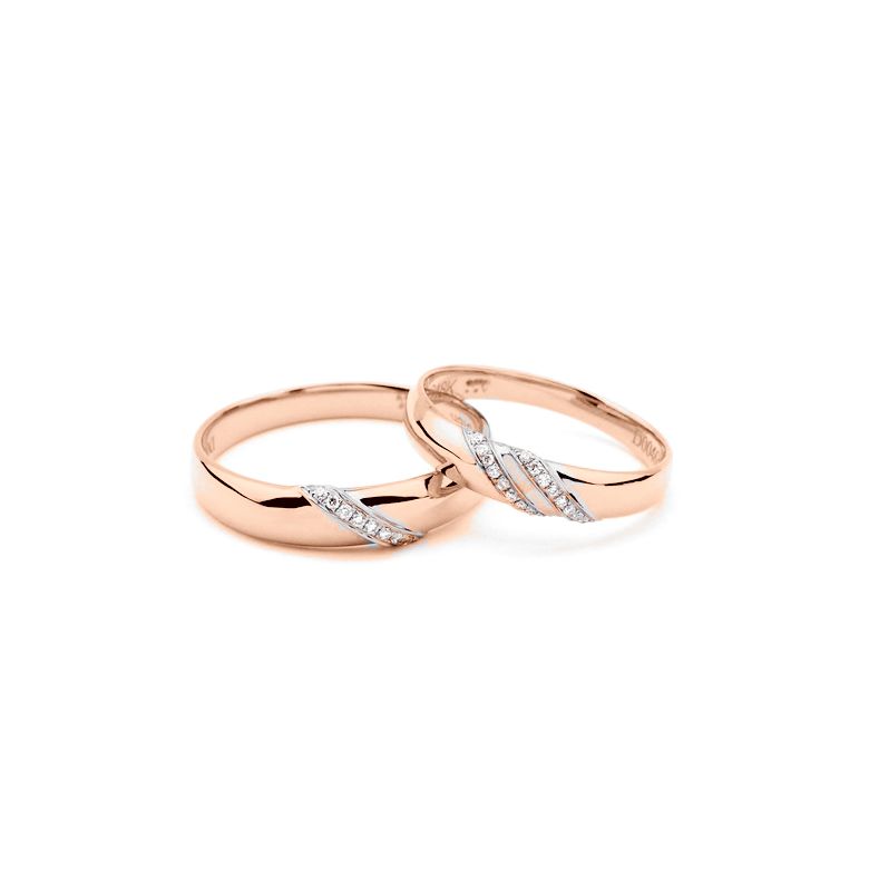 Fede Nuziale da Uomo Sacha - Oro Rosa & Fascia di Diamanti - 2