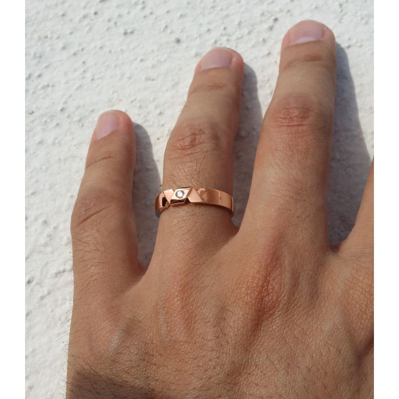 Fede per Uomo - Oro rosa 4.10gr - Diamante 0.045ct - 2