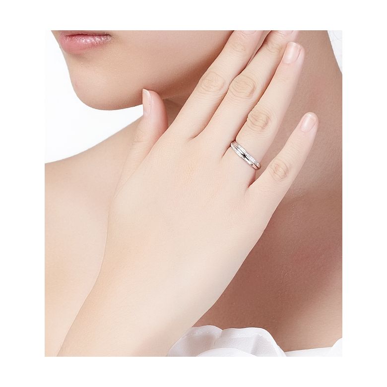 Fede nuziale Donna. Platino. Diamanti 0.11ct - 2