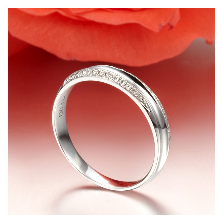 Fede Donna. Oro bianco. Diamanti incastonati 0.110ct - 4