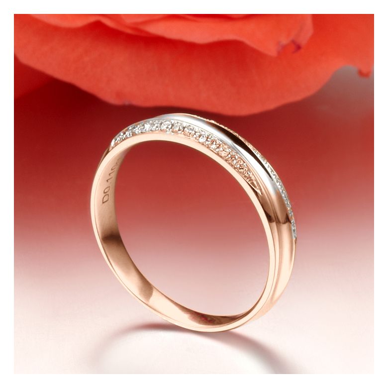 Fede Donna. Oro rosa. Diamanti incastonati 0.110ct - 3
