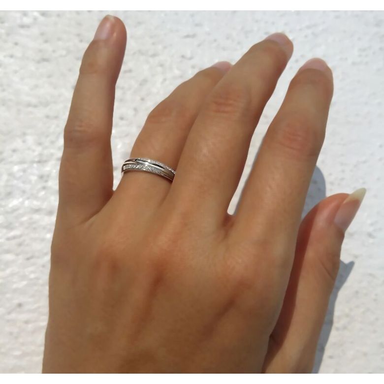 Fede Donna. Oro bianco. Diamanti incastonati 0.110ct - 5