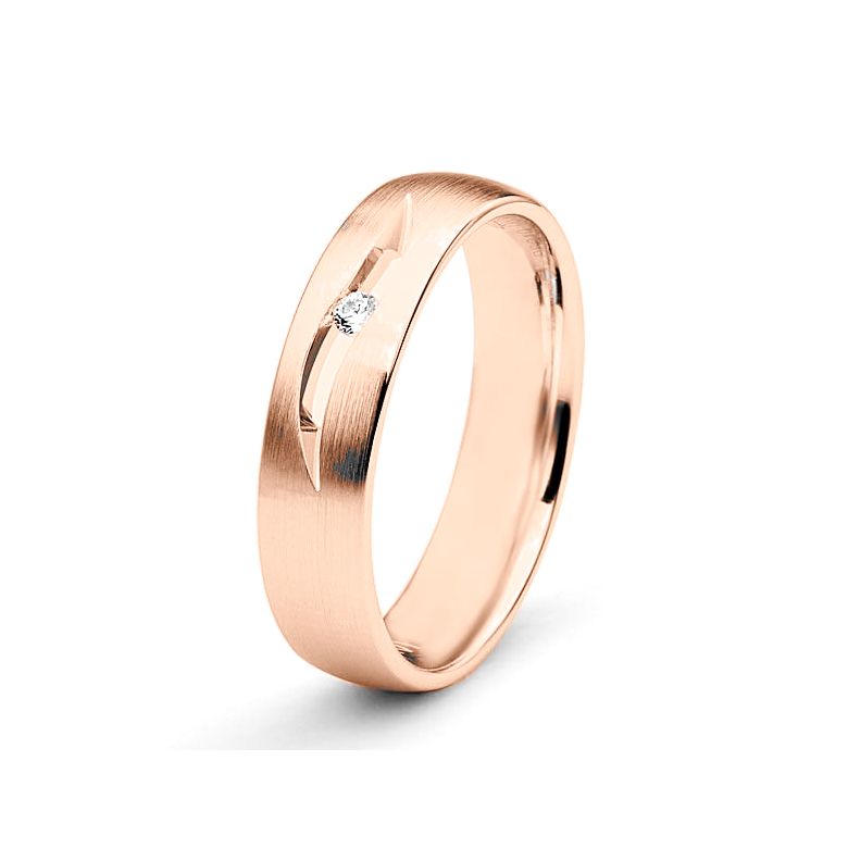Fede nuziale diamante oro rosa - Lignes pures e découpées - Donna - 1