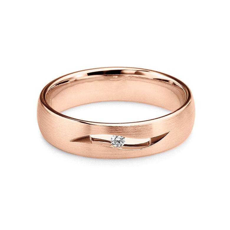 Fede nuziale diamante oro rosa - Lignes pures e découpées - Donna - 2
