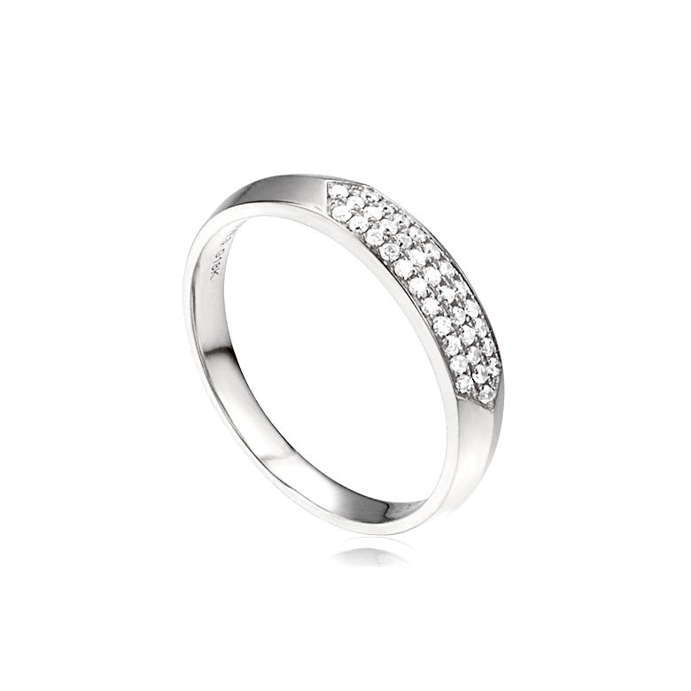 Fede Nuziale da Donna Mélancolique - Oro Bianco & Fascia Diamanti - 1