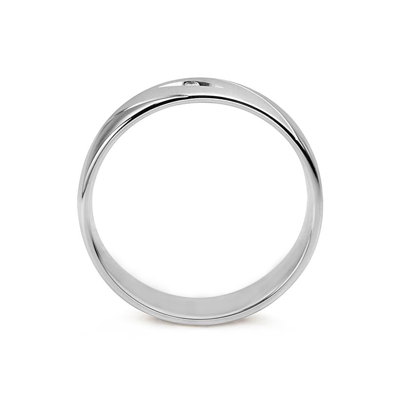 Fede Uomo - Oro bianco 5.80gr - Diamante 0.01ct - 4