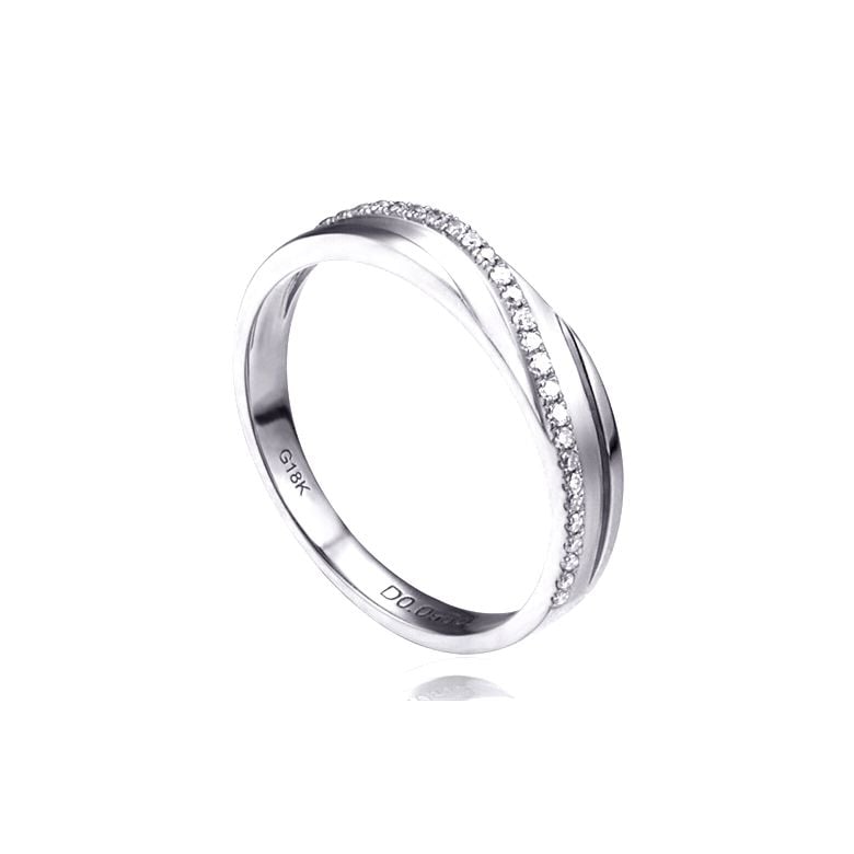 Fede Nuziale da Donna Mignonne - Oro Bianco e Diamanti - 1