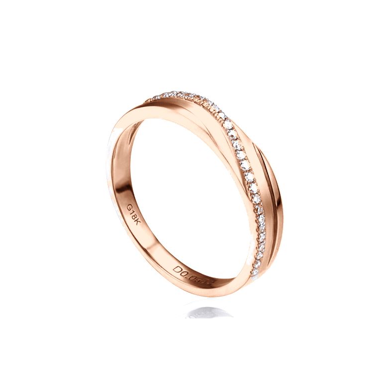 Fede Nuziale da Donna Mignonne - Oro Rosa e Diamanti - 1