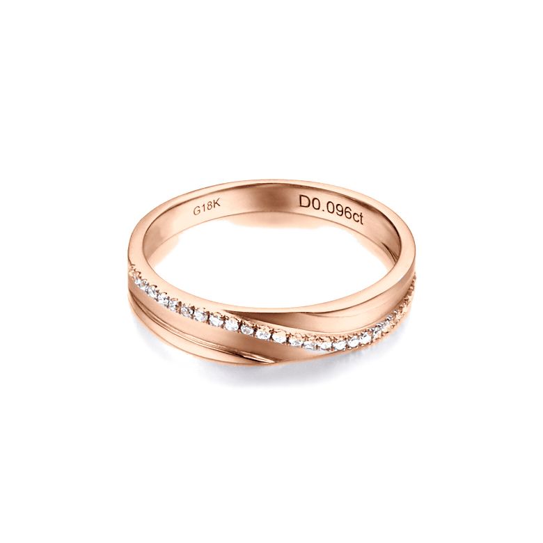 Fede Nuziale da Donna Mignonne - Oro Rosa e Diamanti - 7