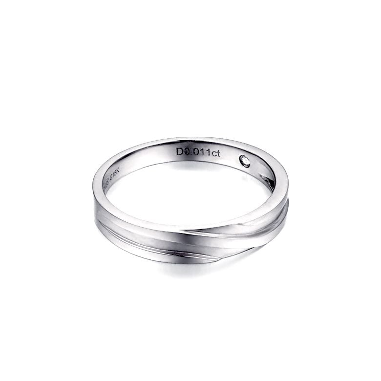 Fede Nuziale da Uomo Bhalcan - Platino e Diamante Interno - 4