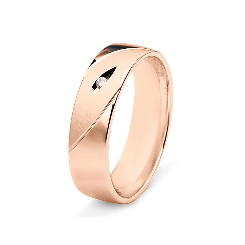 Fede Uomo - Oro rosa 5.80gr - Diamante 0.01ct - 1