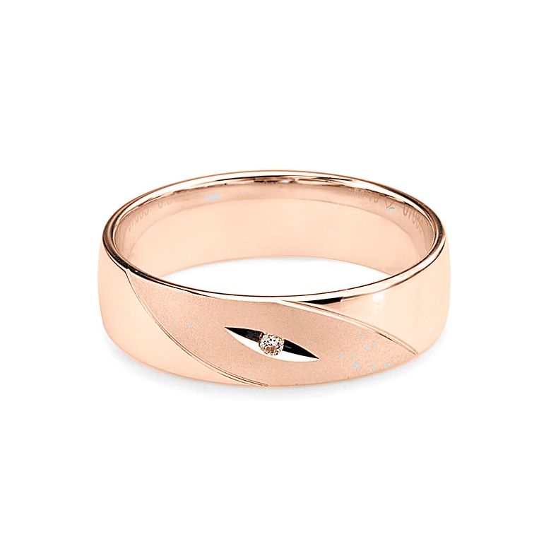 Fede Uomo - Oro rosa 5.80gr - Diamante 0.01ct - 3