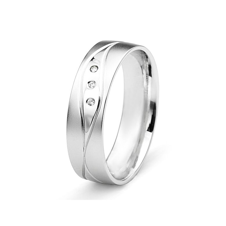 Fede Uomo - Oro bianco 5.50gr - Diamanti 0.030ct - 1