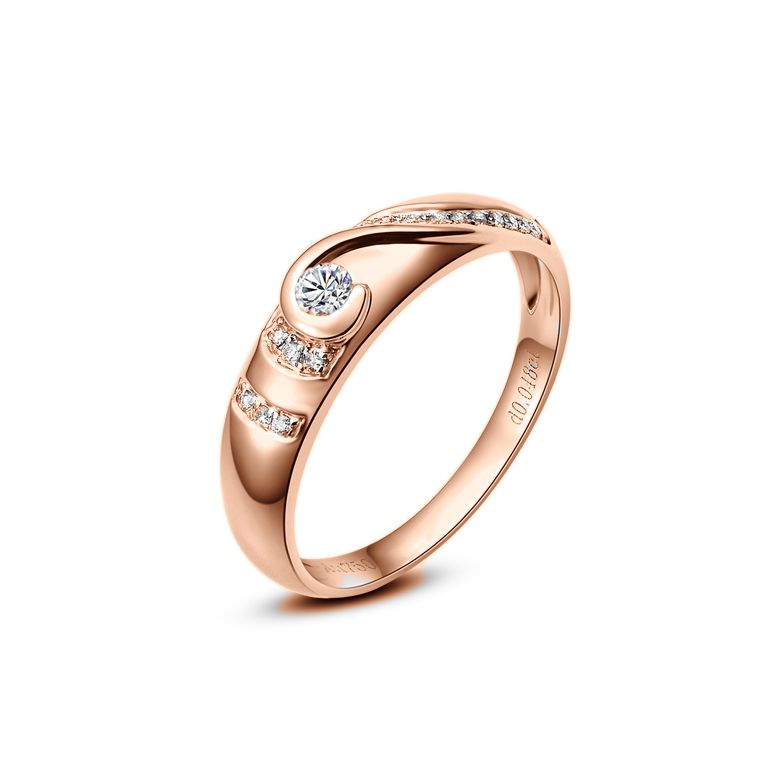 Fede Donna solitario diamanti. Anello moderno in oro rosa | Solitaire, Plus Jamais - 1