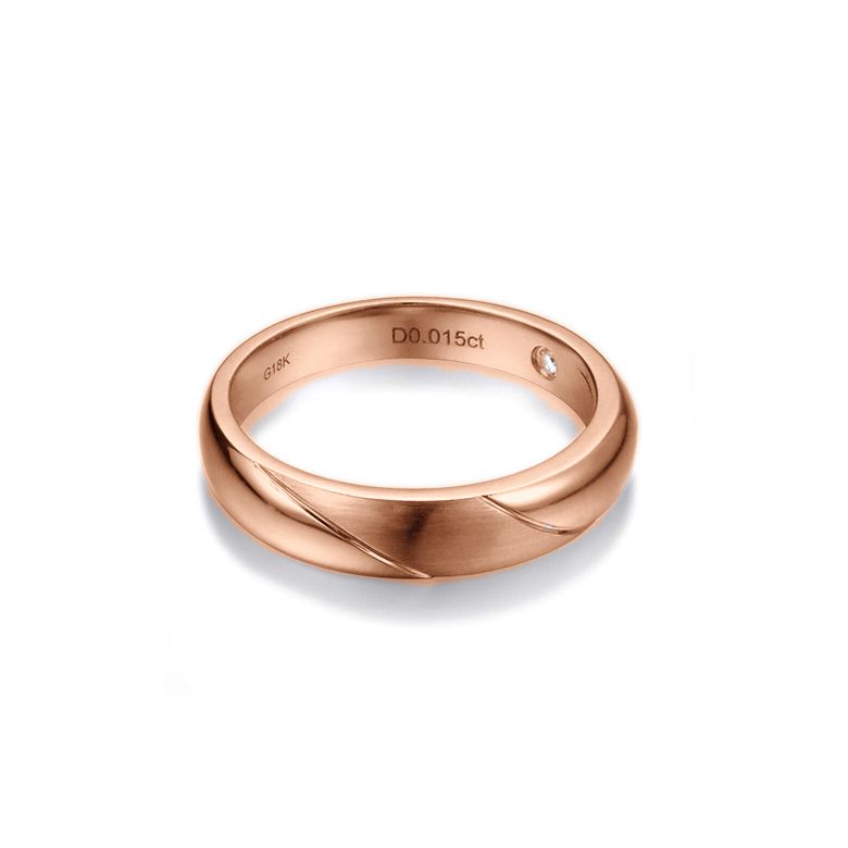 Fede Nuziale da Uomo Autour de moi - Fedina Oro Rosa, Diamante - 2
