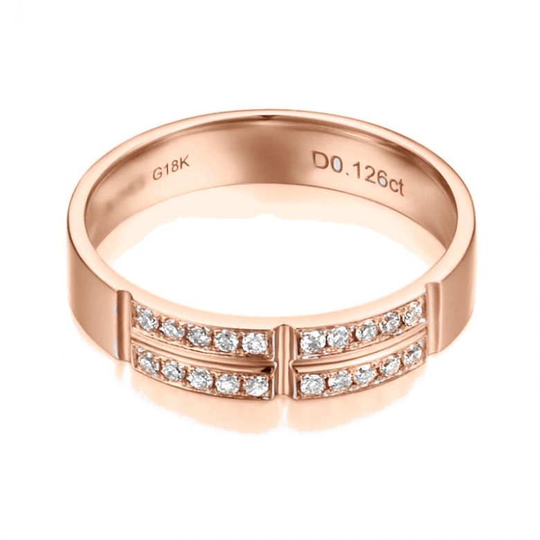 Fede Nuziale Lina da Donna - Oro Rosa e Diamanti - 2