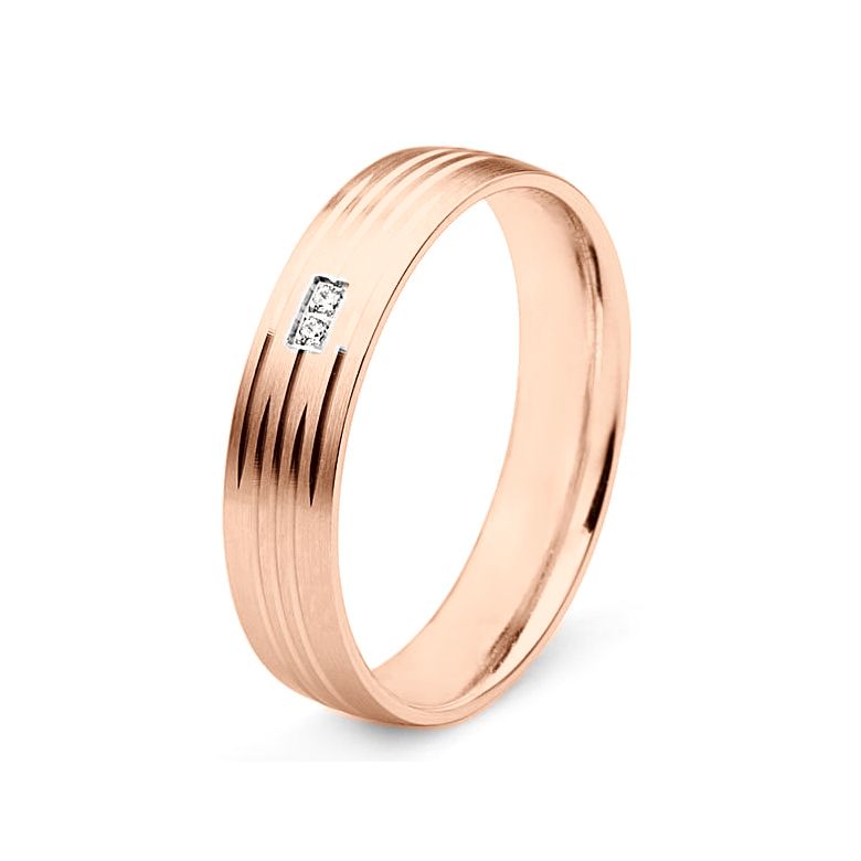 Fede nuziale per Donna. Oro rosa e Diamanti incastonati | Une vie avec toi - 1
