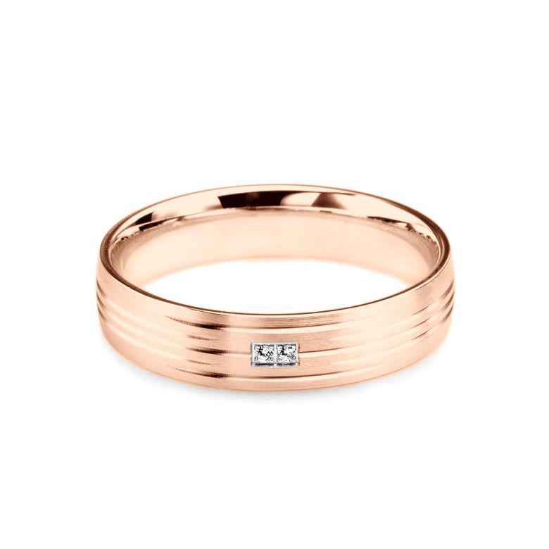 Fede nuziale per Donna. Oro rosa e Diamanti incastonati | Une vie avec toi - 3