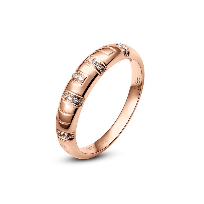 Fede Nuziale da Uomo Toi et Moi - Oro Rosa e Diamanti - 1