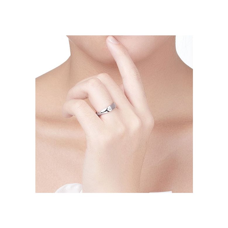 Fede Nuziale da Uomo Wyn - Oro Bianco & Diamante Interno - 3